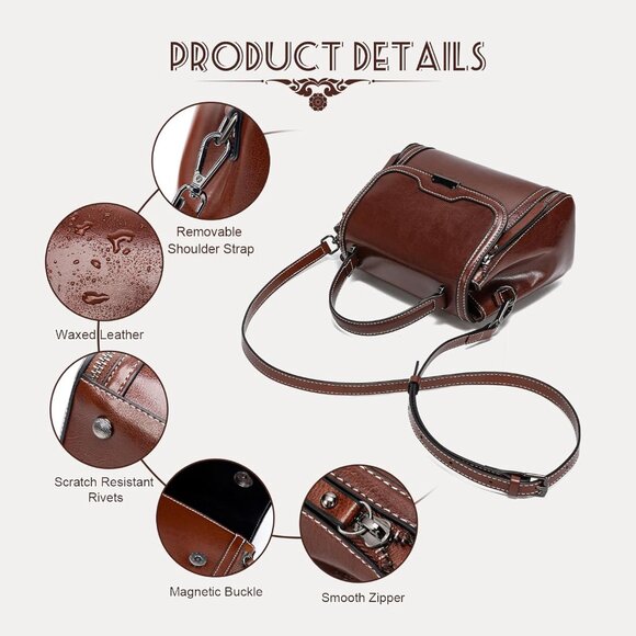 Compact Waxed Leather Crossbody Bag: Effortless Style & Organized Storage - Picture 4 of 6